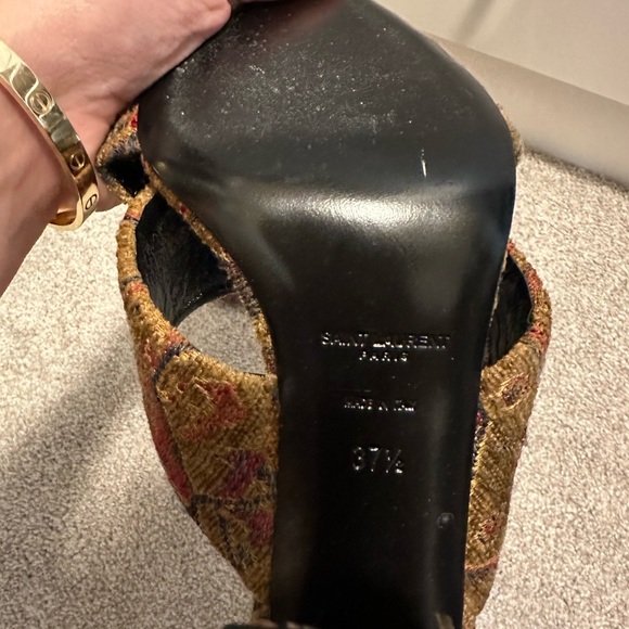 AUTHENTIC Saint Laurent Saffron Red Marrakech Woven Fabric Slide Sandal - Picture 4 of 5